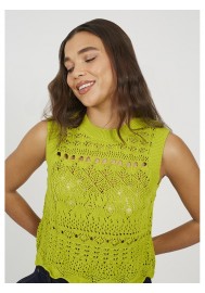 Chaleco de mujer de punto de cuello redondo